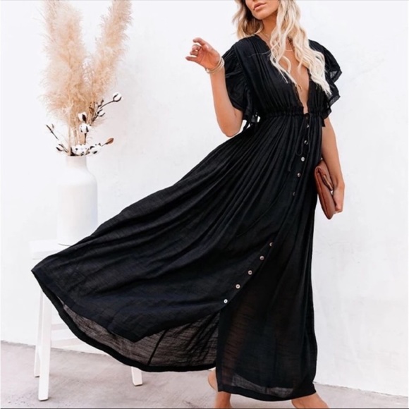 CLOSEOUT FIRM 🌸NEW! Bohemian Long Gauze Maxi Peasant Dress - Picture 5 of 8